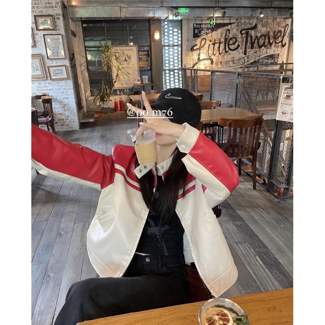 TKLIHN Áo khoác Da Ulzzang phong cách SPORTY GIRL Y2K hot TREND 2022