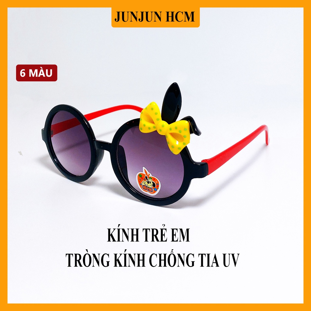 Kính mát trẻ em thời trang JJ200209 gọng nhựa, tròng tròn đính nơ tai thỏ dễ thương dành cho bé gái từ 1 đến 5 tuổi