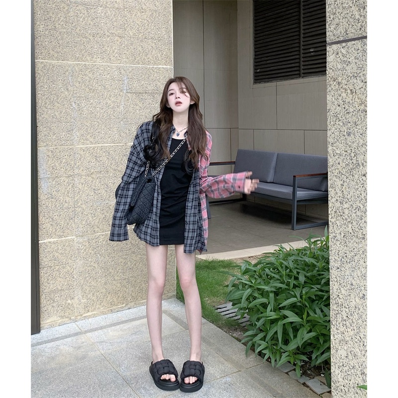 Áo Sơ Mi Chống Nắng Dáng Rộng Tay Dài Kẻ Sọc Màu Sắc Tương Phản Phong Cách Cổ Điển Thời Trang Cho Nữ 5