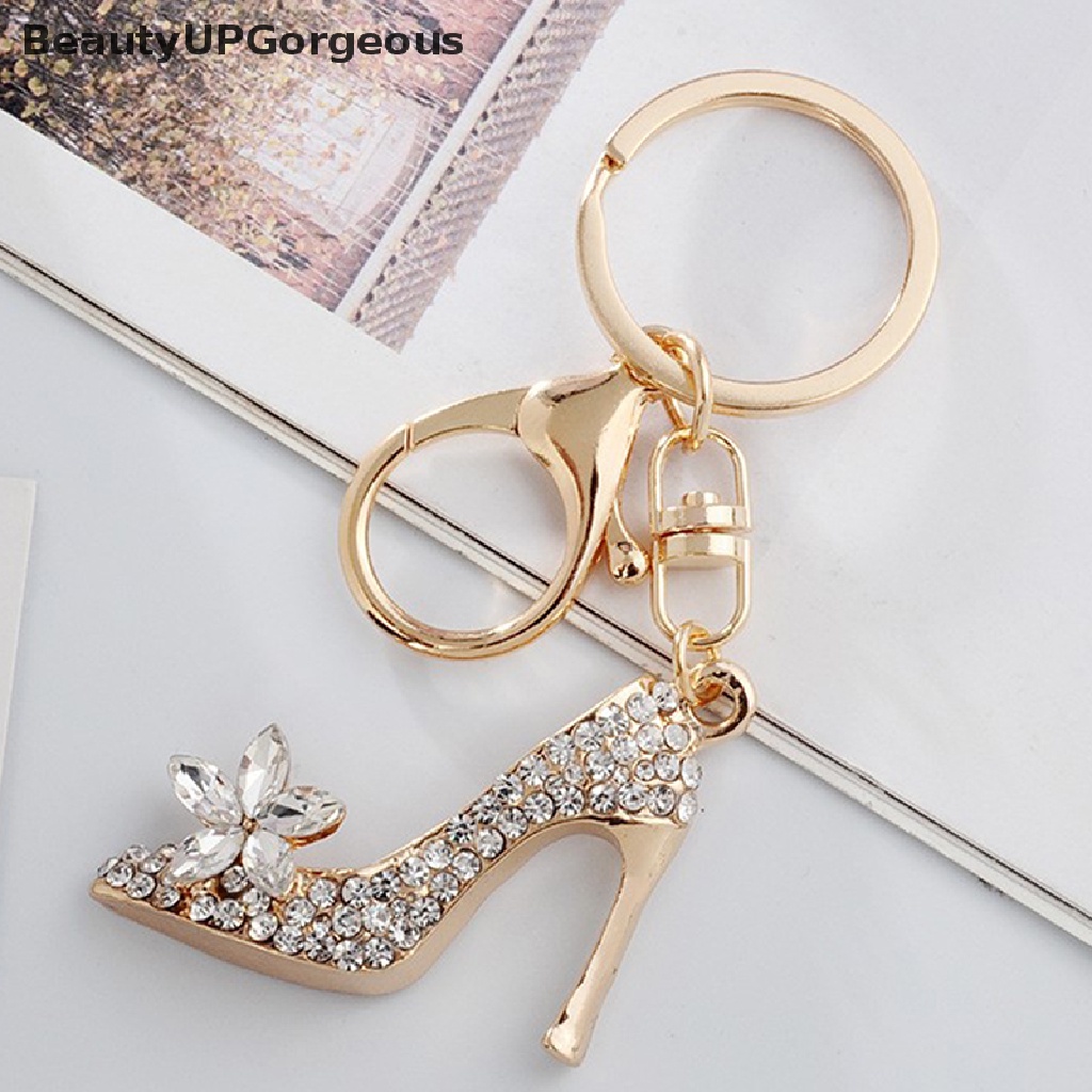 [Beautyup Gorgeous] Móc Khóa Hợp Kim Hình Giày Cao Gót Đính Pha Lê Trang Trí Túi Xách / Ô Tô