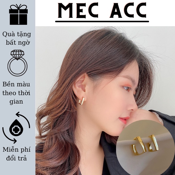 Bông tai nữ basic Hoa tai dáng chữ U đơn giản chuôi bạc 925 H12