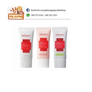[Hot Hot] Kem Chống Nắng CELL FUSION C Laser/ Clear / Toning Suncream 100 SPF 50+ (Đỏ - Xanh - Hồng)