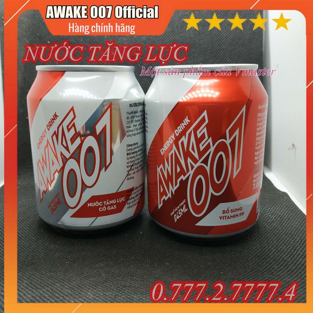 Nước tăng lực AWAKE 007 Com bo 2 thùng 24 lon