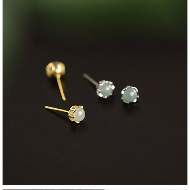 Khuyên Tai Đính Ngọc Bích Nhân Tạo Thiết Kế Đơn Giản Sang Trọng Thời Trang Cho Nữ