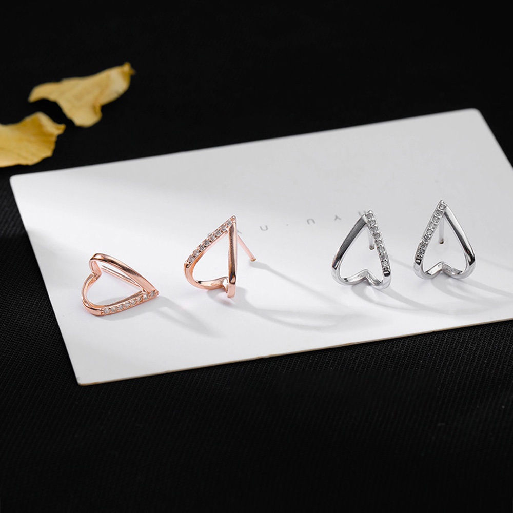 Khuyên Tai Hình Trái Tim Mạ Bạc 925 Phong Cách Hàn Quốc