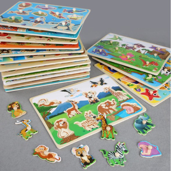 Đồ chơi bảng ghép gỗ có núm cầm loại 1, hàng đẹp, chắc chắn cho bé phát triển