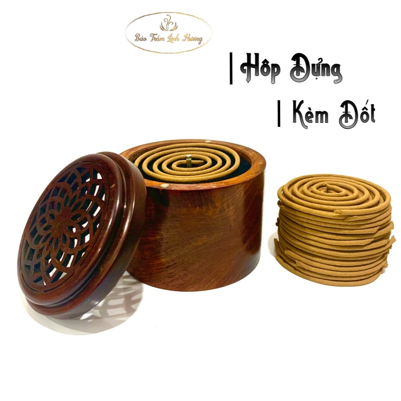 Hộp Đựng Và Đốt Nhang Khoanh Trầm Hương - BẢO TRẦM LINH HƯƠNG Nhang Vòng Nụ Trầm Bằng Gỗ Hương Cao Cấp Phong Thủy
