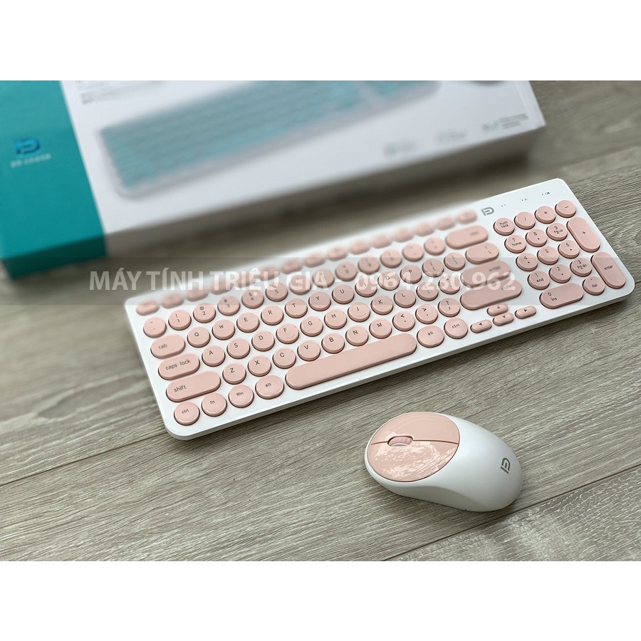 Bộ Bàn Phím Chuột Không Dây Forter IK6630 Màu Hồng - Hàng Chính Hãng - Kết Nối Không Dây, Bảo Hành 12 Tháng
