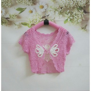 Áo khoác ren lửng cho bé gái từ 4-8 tuổi ( Áo lửng móc chỉ bóng handmade)