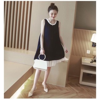 Đầm bầu suông cổ bèo 2 lớp
