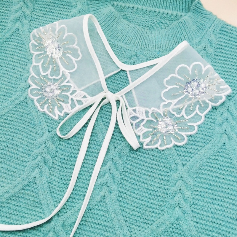 Khăn Choàng Cổ Giả Ren Thêu Hoa Xinh Xắn Thời Trang