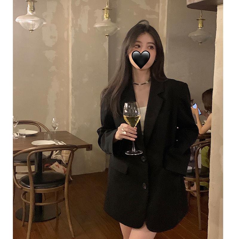 ﹊☼Áo khoác vest màu đen dáng rộng phong cách Hàn Quốc thời trang mùa thu cho nữ 2021