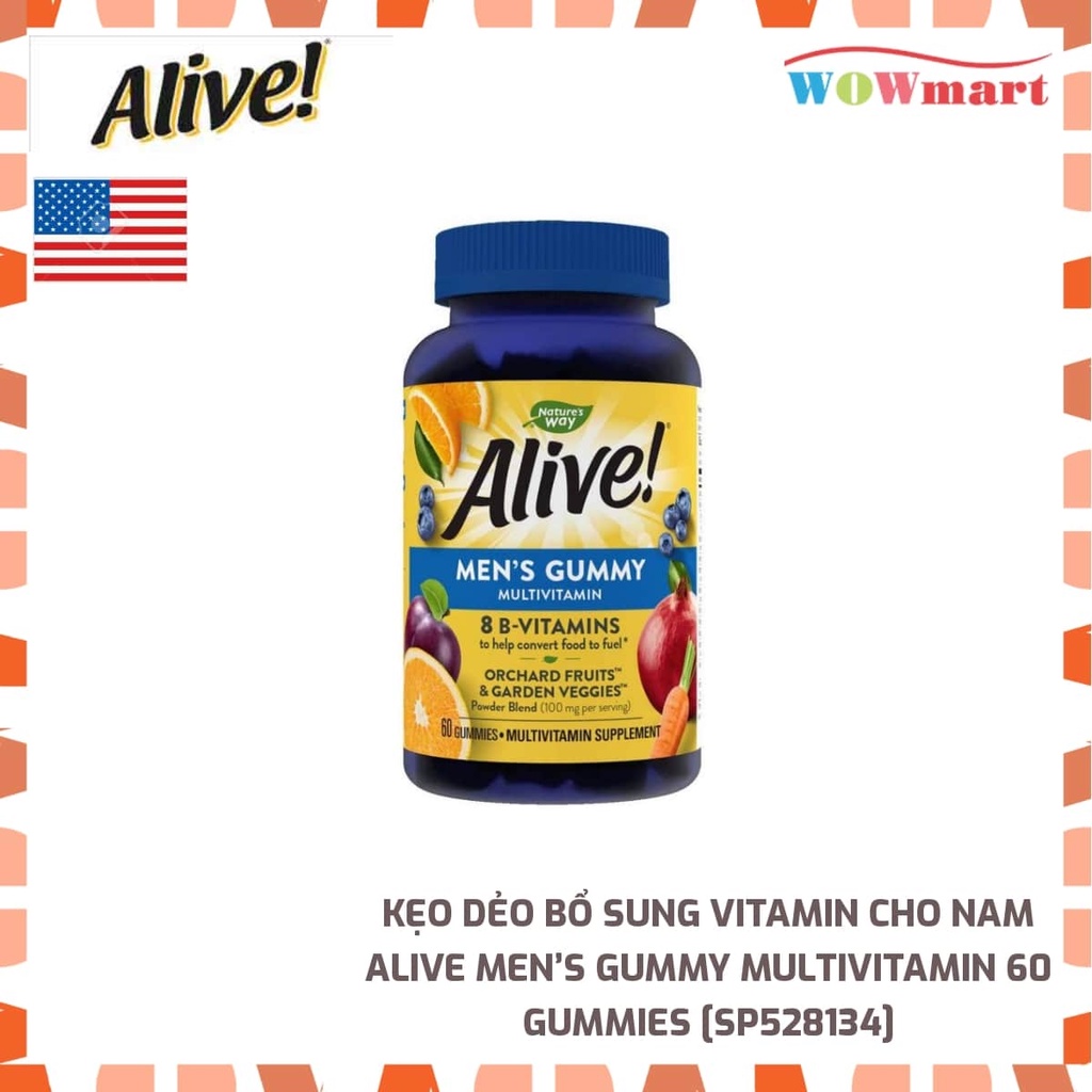Kẹo dẻo bổ sung Vitamin cho nam Alive Men’s Gummy Multivitamin 60 Gummies