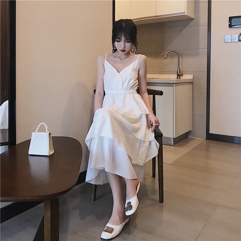 Váy Đầm Xoè Maxi 2 Dây 4 Tầng, Bánh Bèo Cực Đáng Yêu - Mã V09