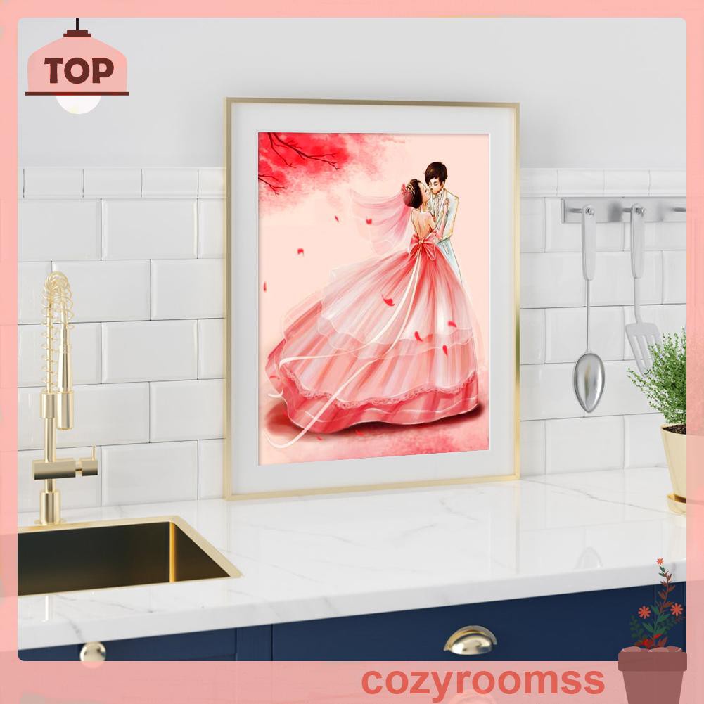 Bộ dụng cụ hoàn chỉnh làm tranh đính đá 5d DIY hình cặp đôi đám cưới