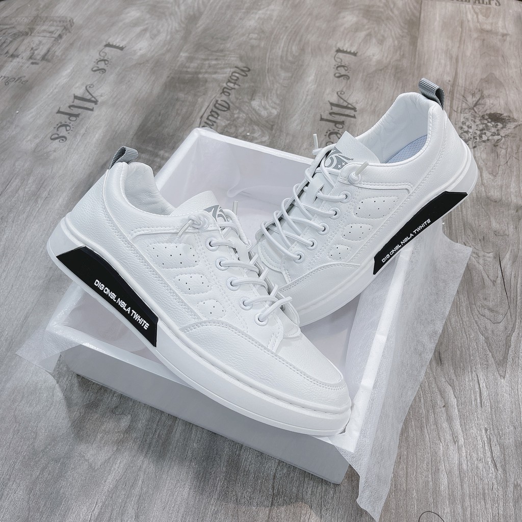 [NewColection] Giày thể thao nam, giày sneakers nam da mềm đế xanh Twhite L760