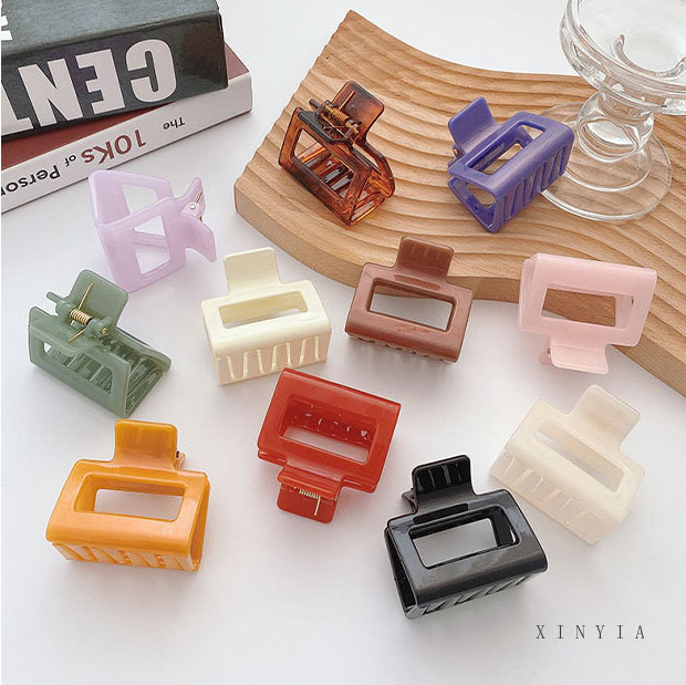 Kẹp Tóc Nhựa Acrylic Màu Trơn Phong Cách Hàn Quốc Dành Cho Nữ