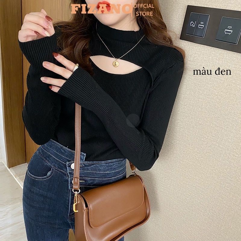 Áo len nữ kiểu dệt kim dài tay khoét ngực dài tay hàng Quảng Châu cao cấp loại 1 siêu sang chảnh FIZANO