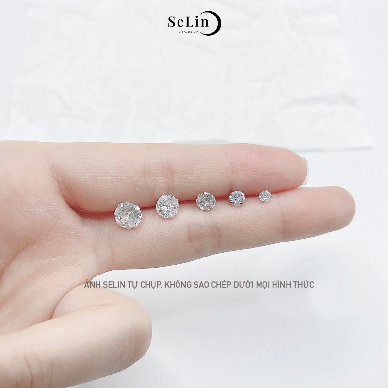 Khuyên tai bạc nữ 925 nụ đá cao cấp đẹp cá tính SELIN JEWELRY - 0072; 0073; 0074