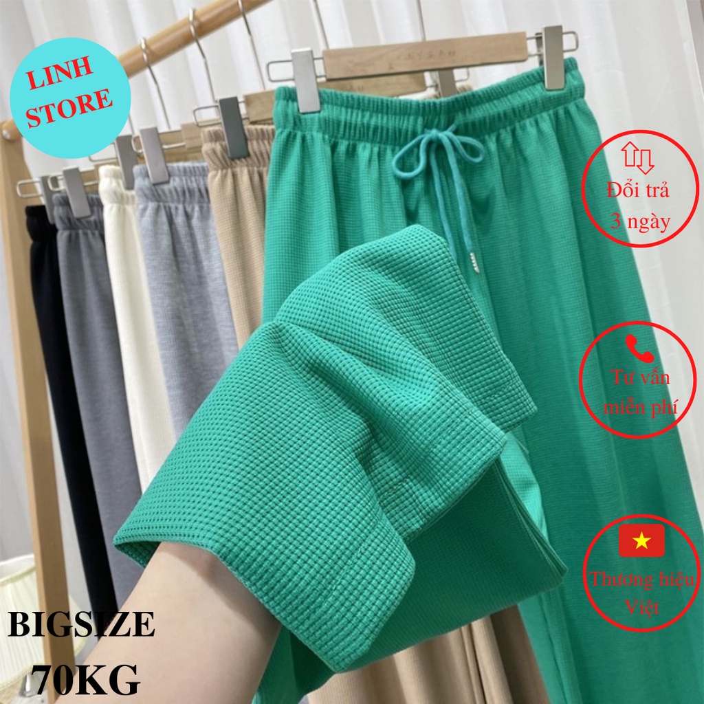 Quần Suông Ống Rộng Nữ  Bigsize, Quần Thể Thao Siêu Hack Chân Dài Cạp Chun Lưng Cao Đi Làm Đi Học M64