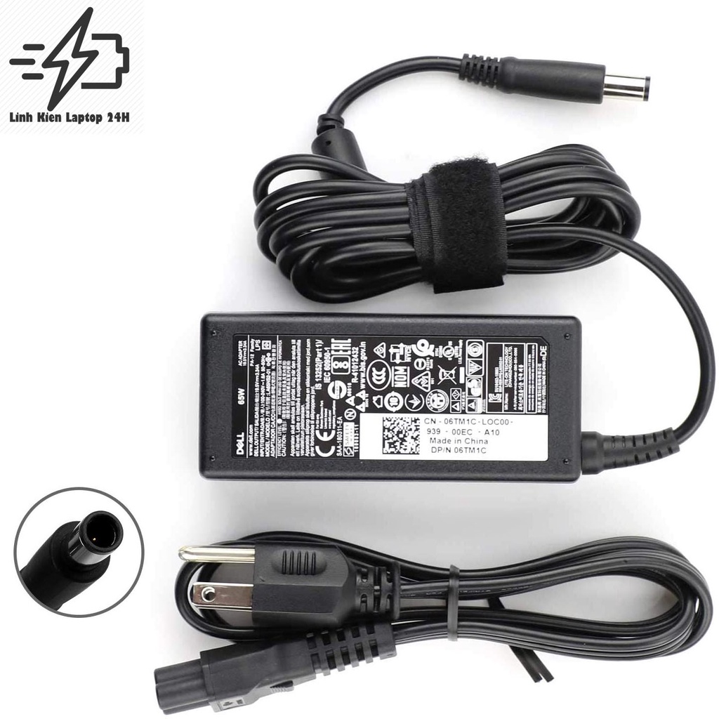 Bộ sạc laptop Dell 65 W 19.5v 3.34a LA65NS2-01 Tương thích với 09RN2C 6TM1C HA65NS5-00 A065R039L HA6