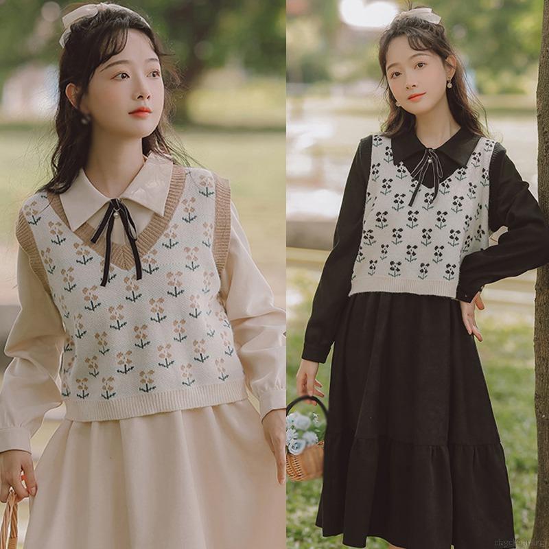 Áo len không tay dáng rộng phong cách vintage dành cho nữ