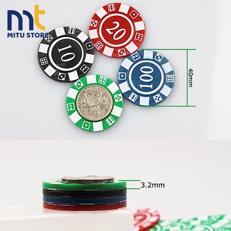 Bộ Đồ Chơi 80 Đồng Xu Nhựa Chip Poker Số Viền Hoa Văn Nhiều Màu Cao Cấp M571