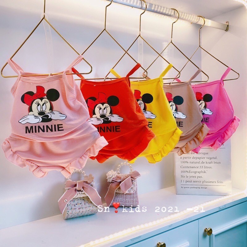 Bộ hai dây mickey cho bé gái cotton đủ các màu chất mềm mại, thấm hút mồ hôi 8-18kg