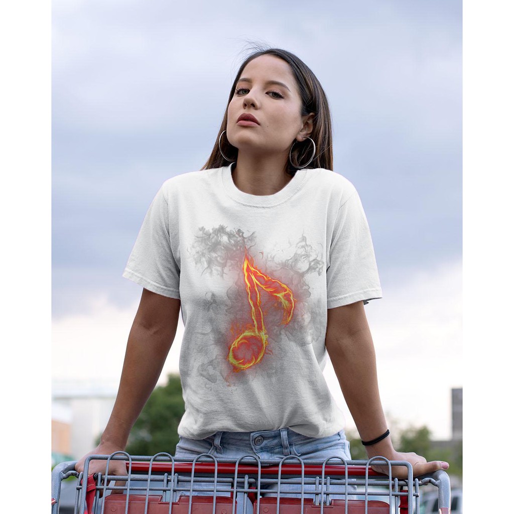 Áo thun Nữ in hình nốt nhạc rực lửa -Cotton Thun - Phong Cách - Dẽ Thương - Cá Tính