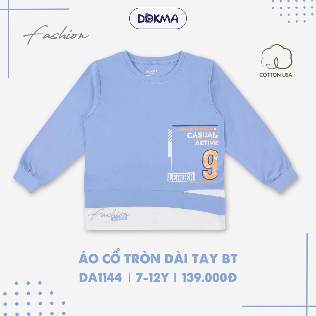 7-12Y Áo dài tay cổ tròn bé trai Dokma DA1144