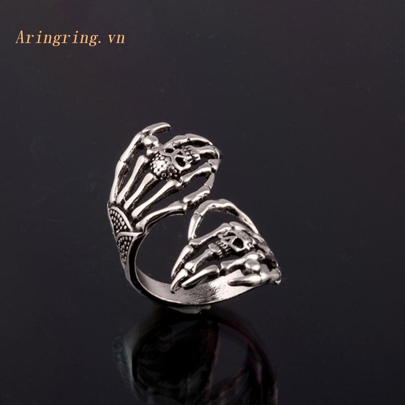 Nhẫn Unisex Hình Bộ Xương Phong Cách Gothic
