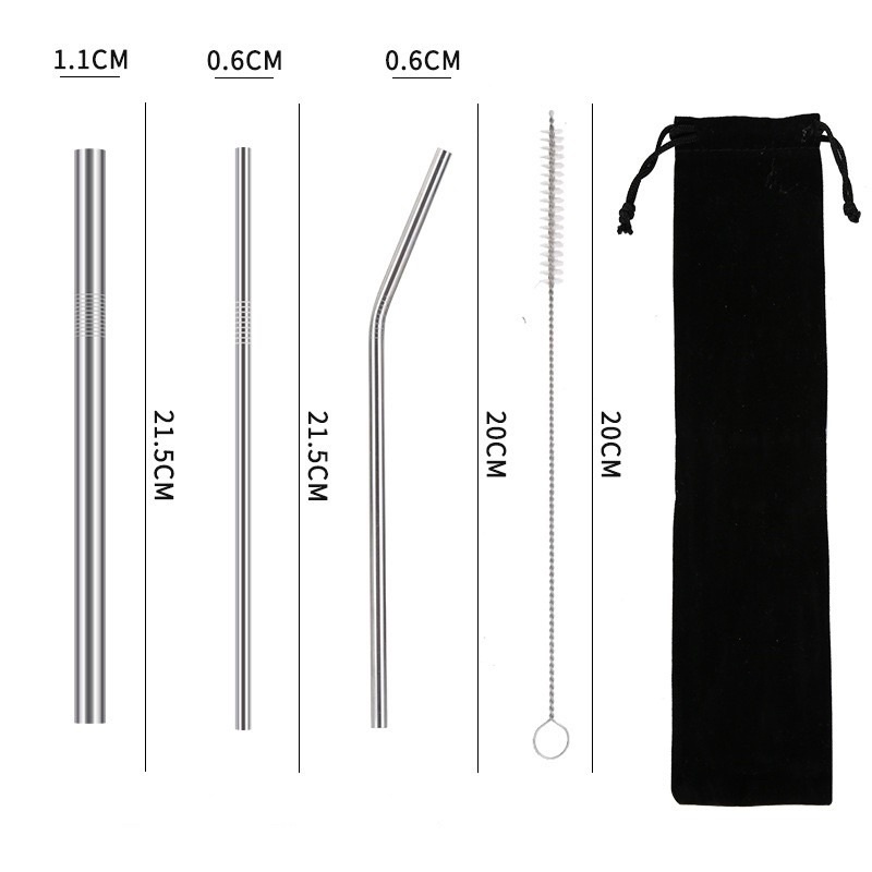 Bộ 3 ống hút inox kèm cọ rửa