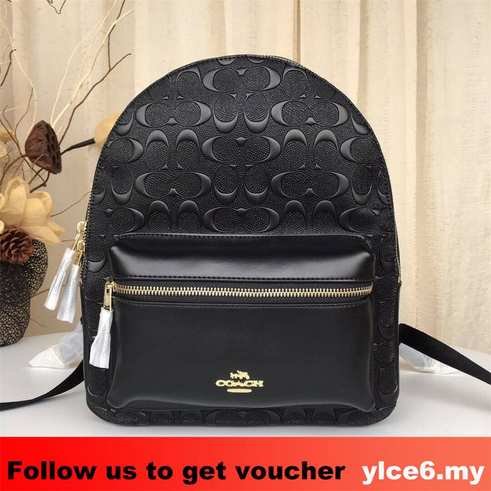 ✓_●Ba Lô Da Màu Đen Họa Tiết Chữ Ký Hiệu COACH CHARLIE 32083 Cho Nữ