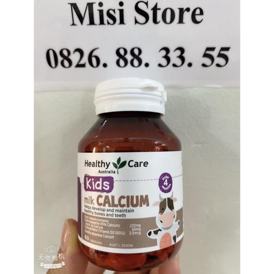 Viên uống canxi sữa cho bé - Milk Calcium Healthy care, lọ 60 viên, Mẫu mới