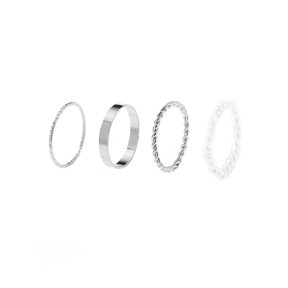 (0376) Bộ Set 4 Nhẫn Đơn Giản Tinh Tế Phong Cách Hàn Quốc