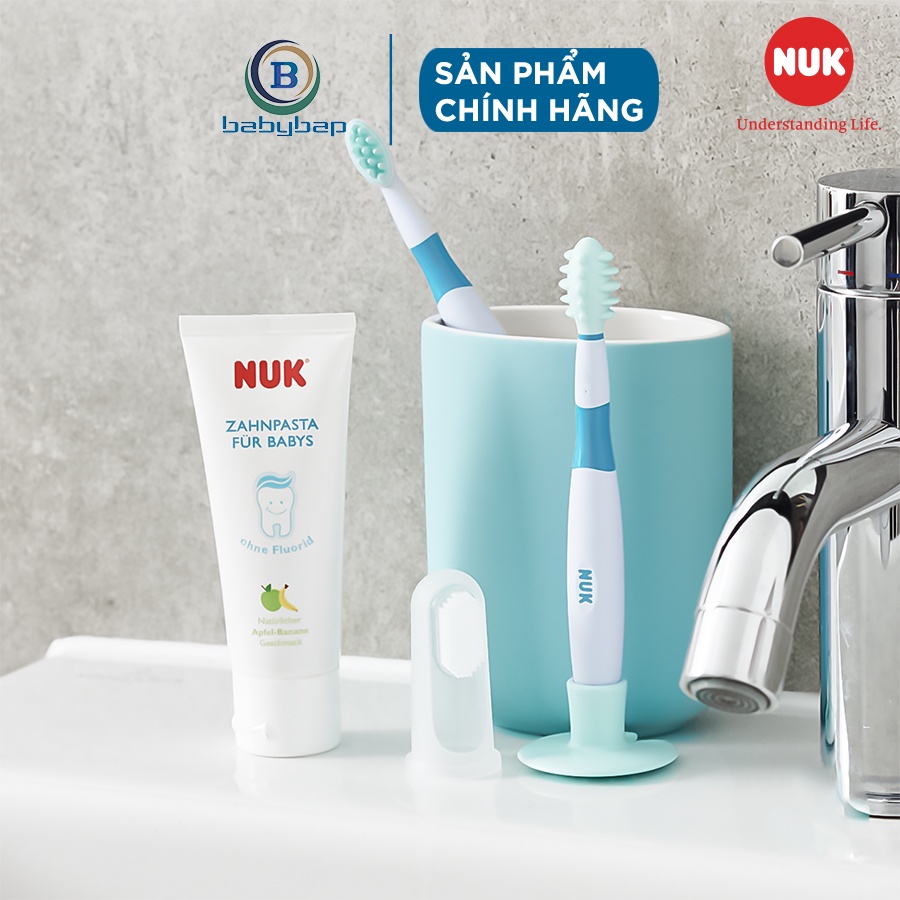 Bộ Chăm Sóc Răng Miệng Khởi Đầu NUK Làm Từ Nhựa Dẻo Cao Cấp Tạo Cảm Giác Êm Mềm, Dễ Chịu Cho Bé