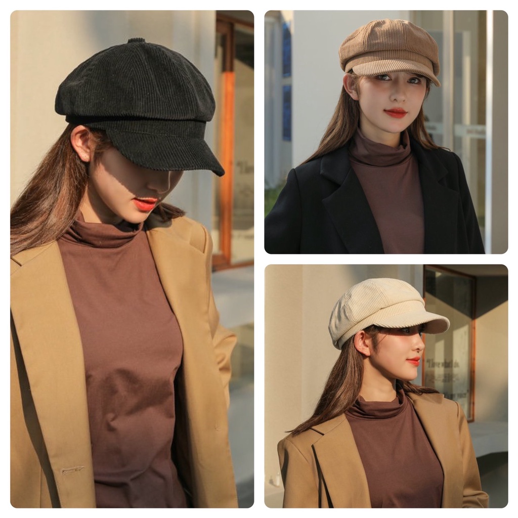 Mũ nồi beret chất liệu gân nhung phong cách Hải Quân