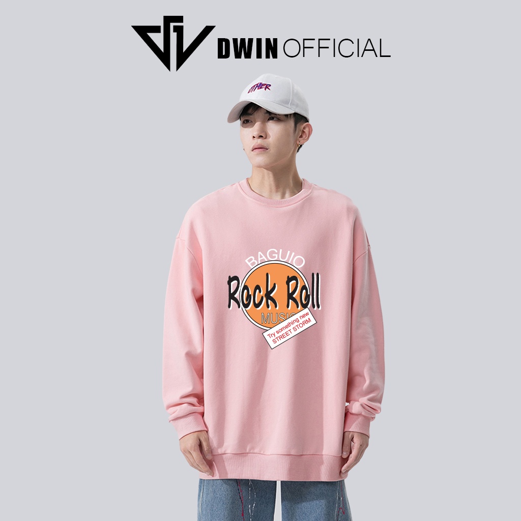 Áo sweater nỉ Rock Roll unisex DWIN basic nam nữ form rộng oversize local rand SP00103