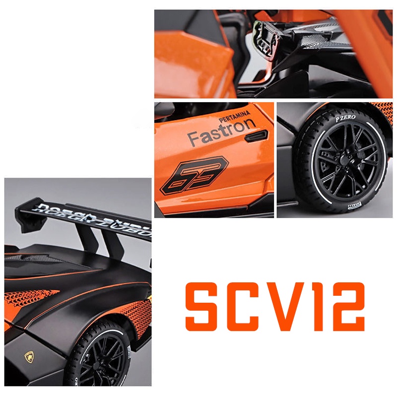 Mô Hình Xe Hơi Lamborghini SCV12 Bằng Hợp Kim Tỉ Lệ 1: 24 Có Đèn Và Nhạc