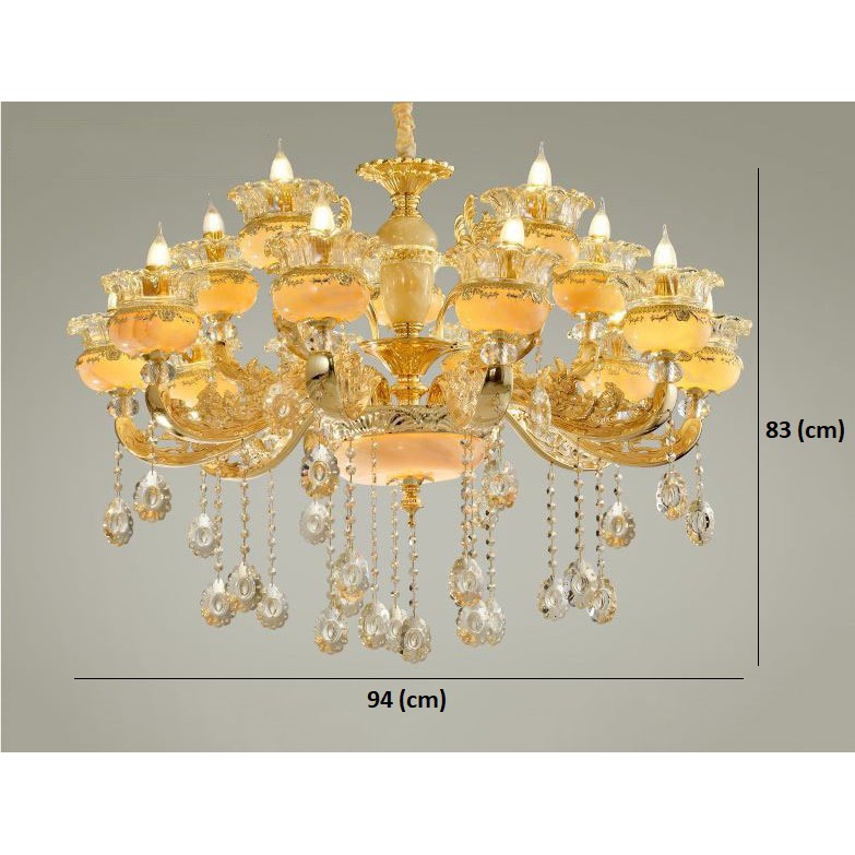 Đèn chùm MONSKY SILVA pha lê trang trí nội thất sang trọng 15 tay - kèm bóng LED chuyên dụng