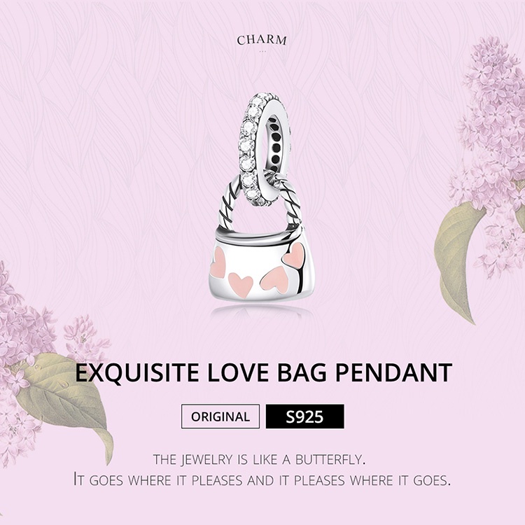 Mặt phụ kiện BAMOER SCC2153 925 bạc họa tiết trái tim thời trang