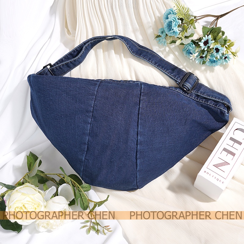 Túi tote bánh bao đeo chéo vải denim phong cách thiết kế retro mới nhất rẻ đẹp TX11