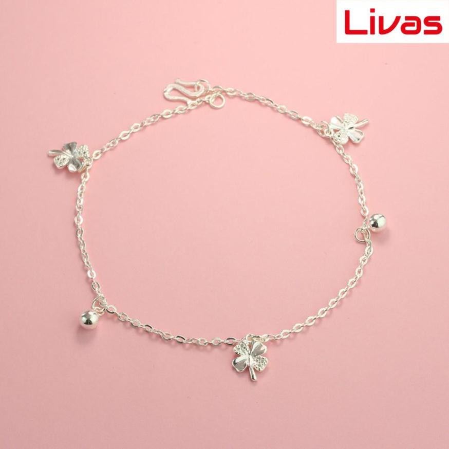 Lắc chân nữ bạc ta hình cỏ 4 lá may mắn LCN0068 - Trang Sức LIVAS