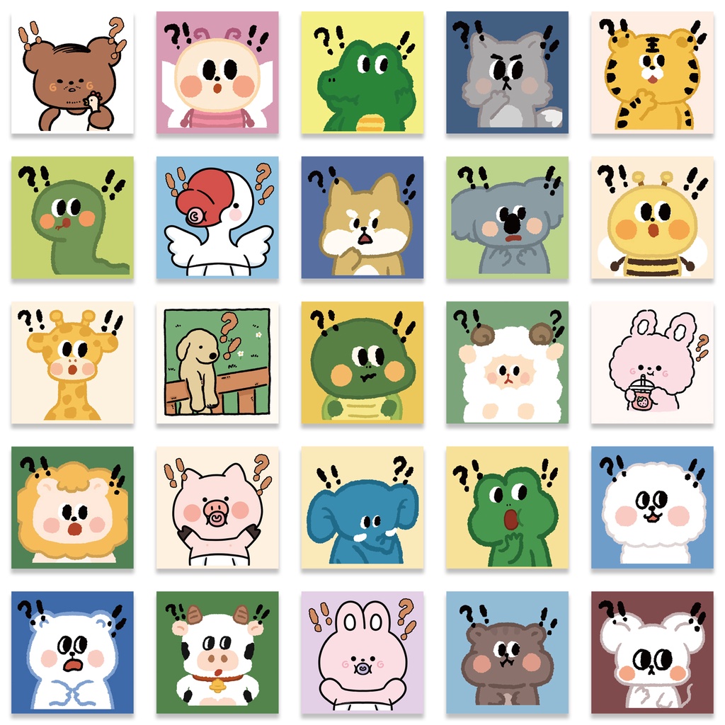 Bộ 50 miếng dán trang trí hình động vật hoạt hình đáng yêu