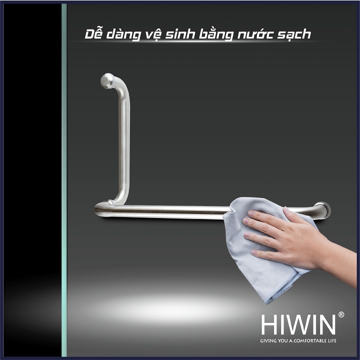 Tay nắm cửa vách tắm kính bo tròn inox 304 tim lỗ 275x475 kích thước 300x500mm HIWIN HD-600