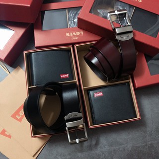 Set Levis ví logo đỏ+ khóa gài vuông dây trơn - S139