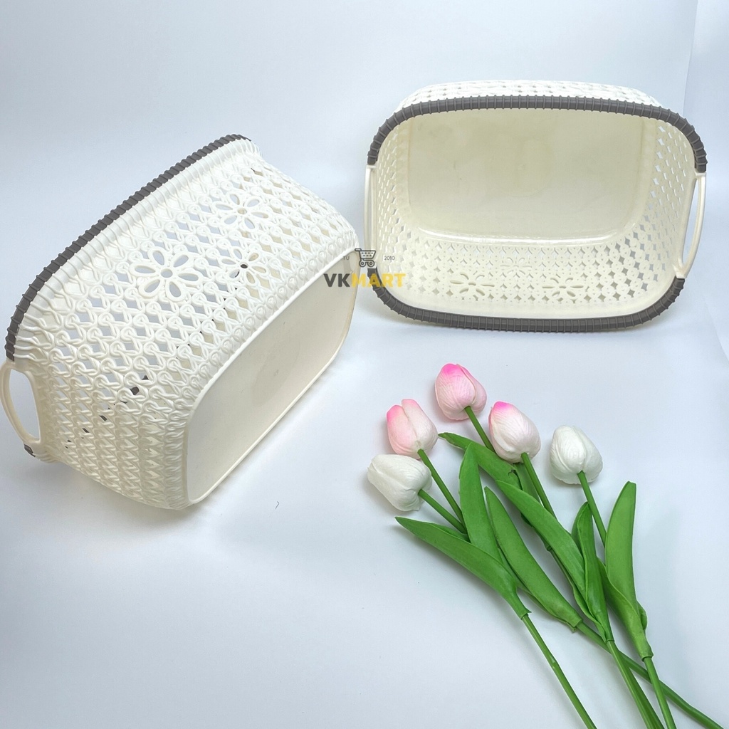 Giỏ nhựa hoa, Rổ đựng đồ Việt Nhật, có tay cầm tiện dụng đa năng 3377