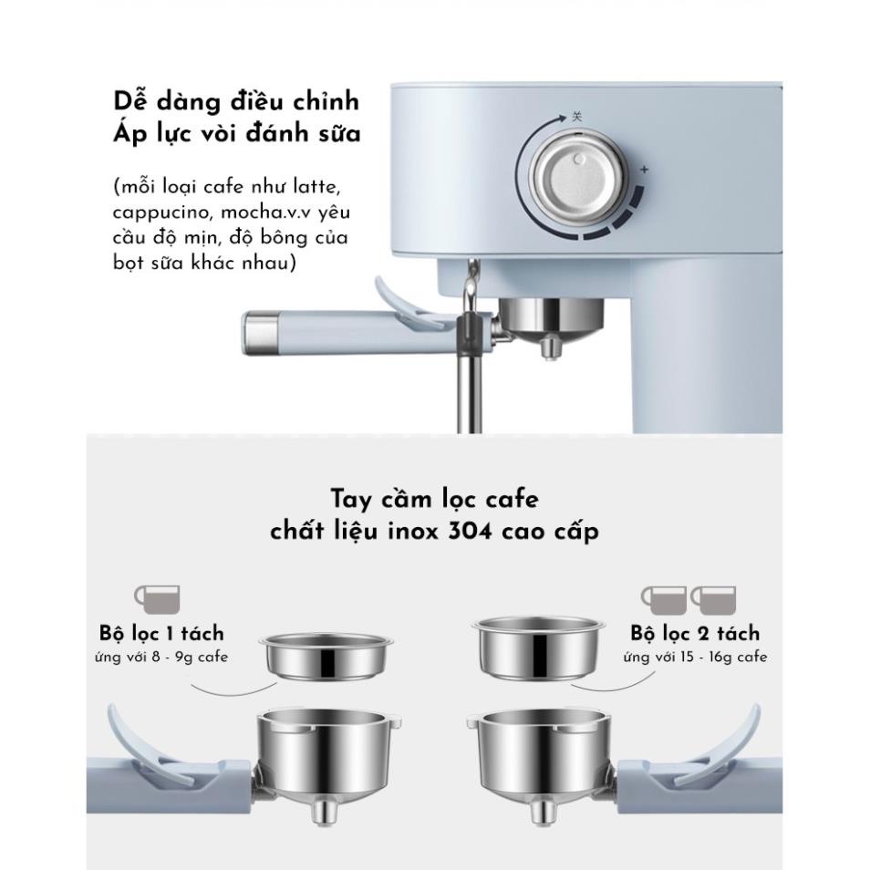 Máy pha cà phê mini Espresso Bear KFJ-A15L1 , máy ép pha chế cafe gia đình và buôn bán, bảo hành 18 tháng