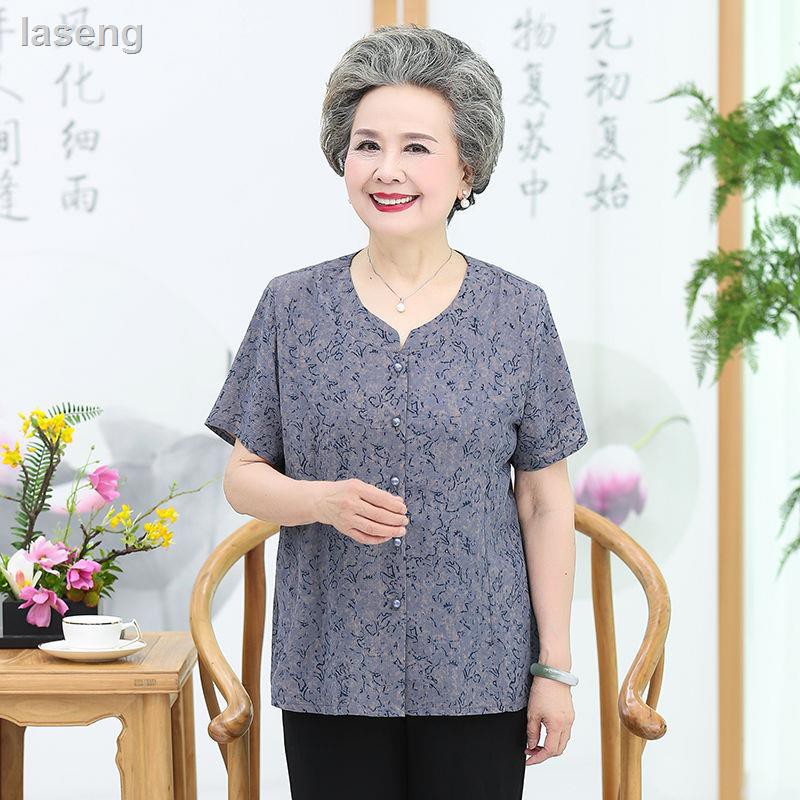 Set Áo Thun Tay Ngắn Và Quần Short Thời Trang Mùa Hè Dành Cho Người Lớn Tuổi 60-80 Tuổi