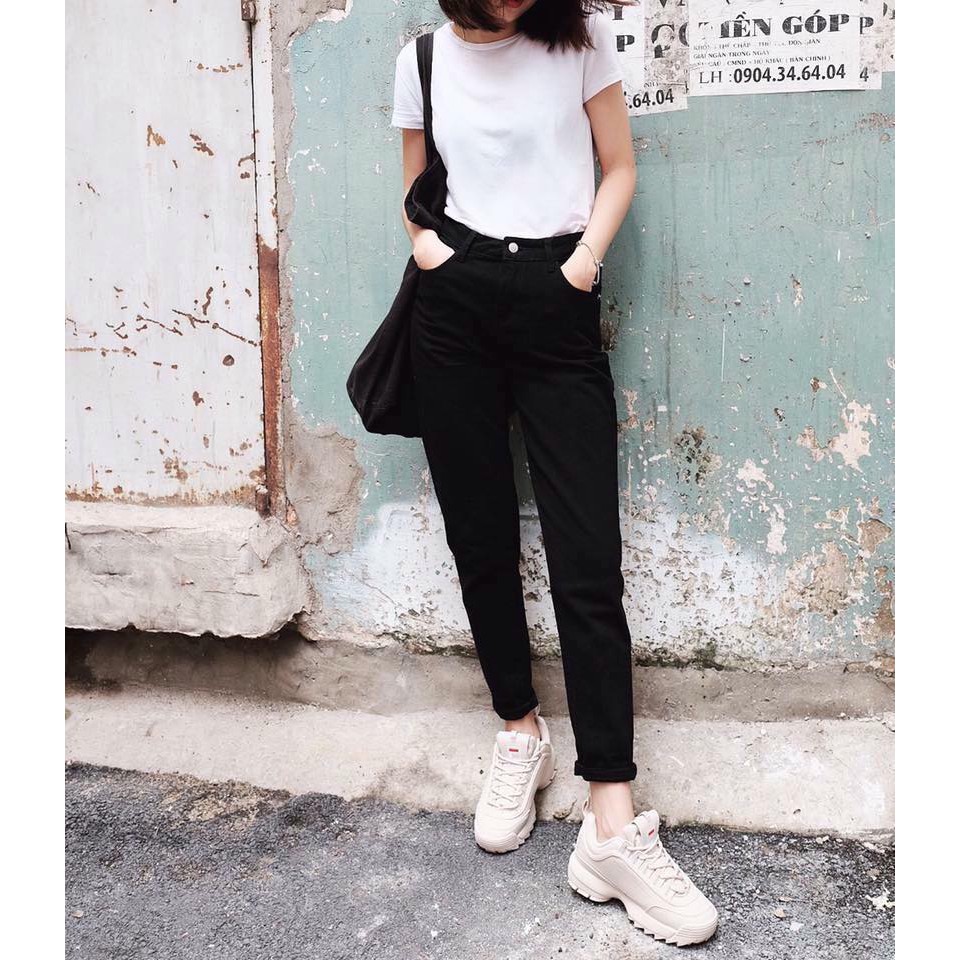 QUẦN JEAN BOYFRIEND 9 TẤC TRẮNG ĐEN | BigBuy360 - bigbuy360.vn